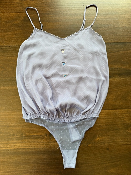 Free People Tops - Free People Lavender Dot Mesh Bodysuit